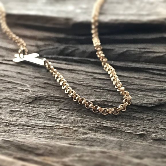 Gold Sideways Cross Necklace - 18 Inches - Picture 6 of 7